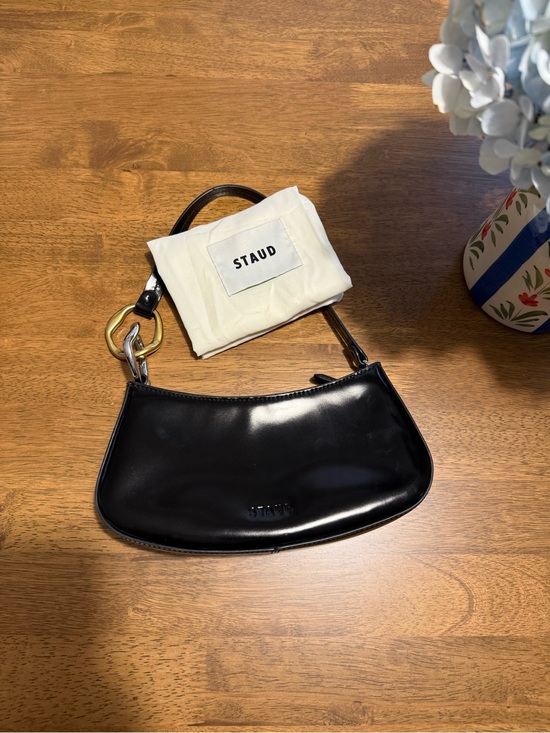 STAUD Handbags - STAUD Black Ollie Patent Shoulder Bag